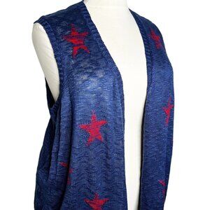 NWT Lane Bryant Sweater Vest Womens Size 22/24 Blue Red Star Knit